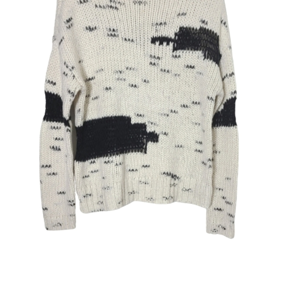 HOLT RENFREW HR2 Cream & Black Long Sleeves Turtleneck Sweater Women's Size M - Picture 7 of 14